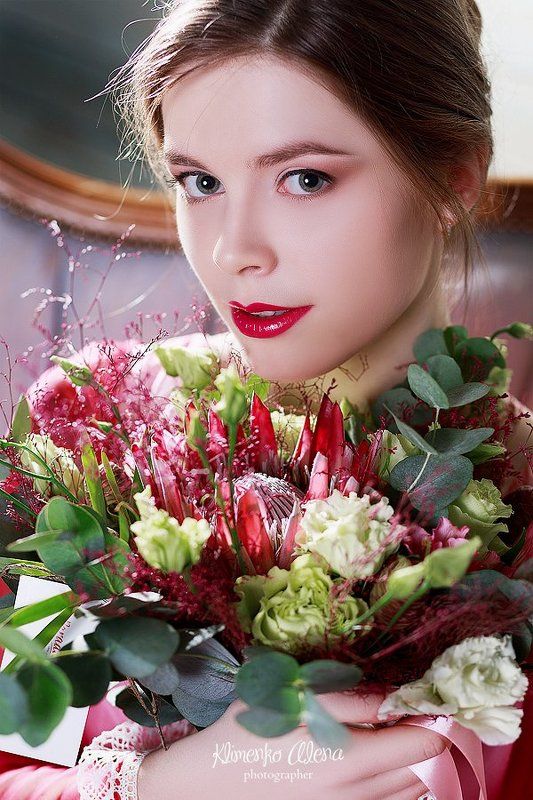 Портрет, глаза, букет, цветы, розовый, нежный, портрет девушки Dariaphoto preview