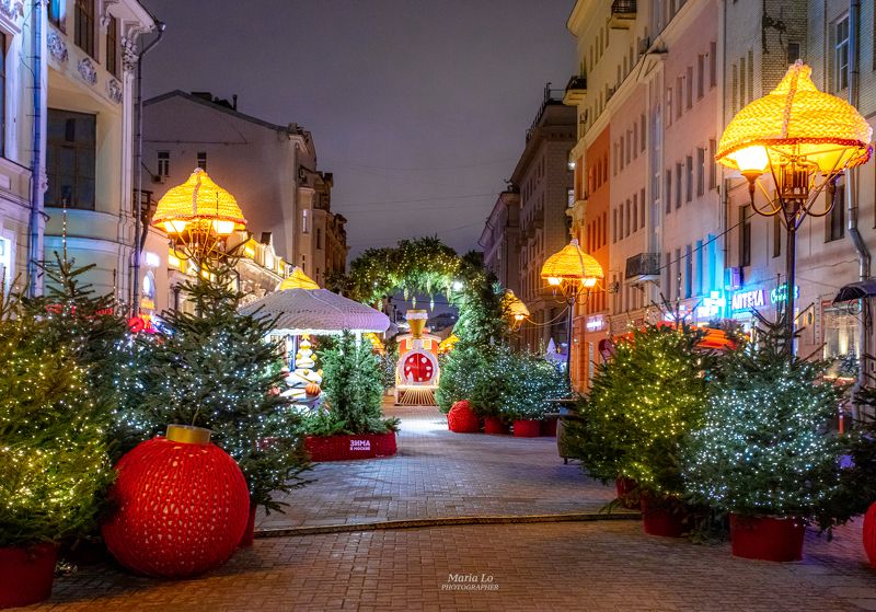 москва арбат огнибольшогогорода зимняясказка сказкавгороде рождество зима Вязанная улица Арбатаphoto preview