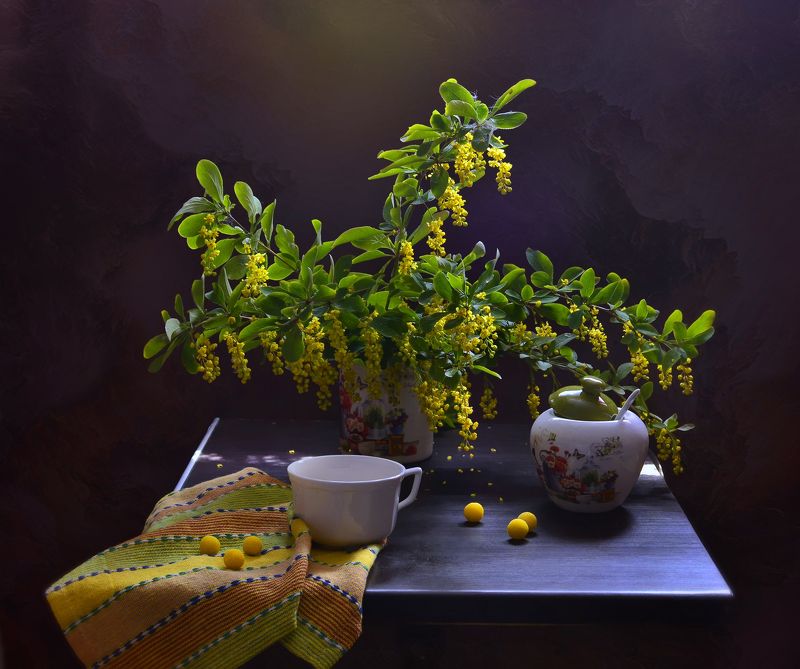 натюрморт,композиция,свет,лето,букет Барбарис в цветуphoto preview
