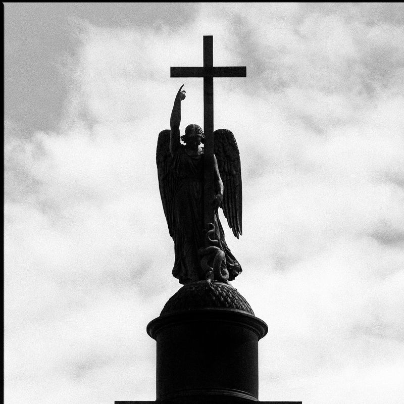 пейзаж, город, санкт петербург, чб, черно белое, репортаж, ангел, александрийский столп photo preview