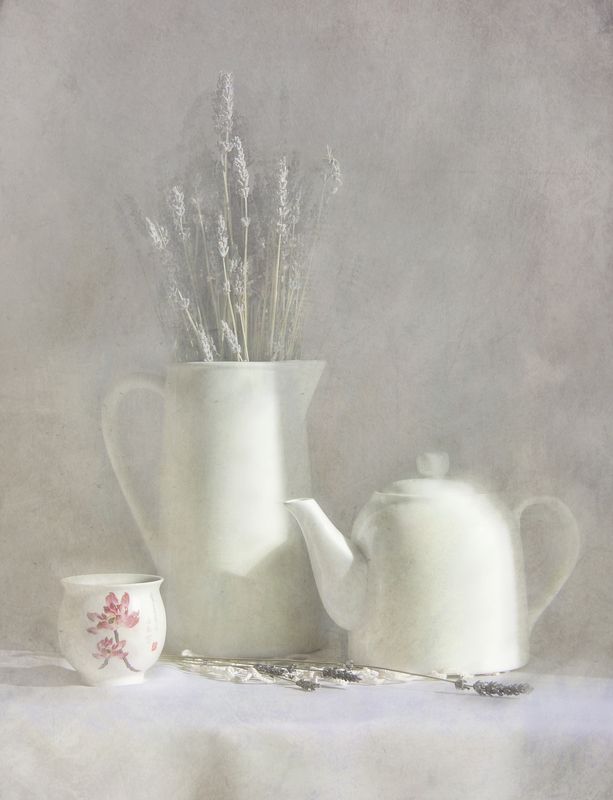 натюрморт, белый, цветы, кувшин, чайник Белый натюрмортphoto preview