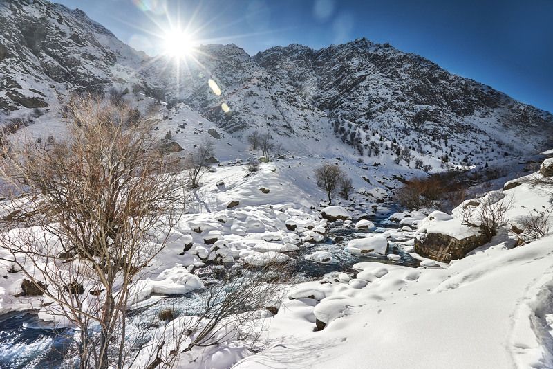 Страна небесных гор.Зимний день. Река Сиама. Варзоб. Таджикистанphoto preview