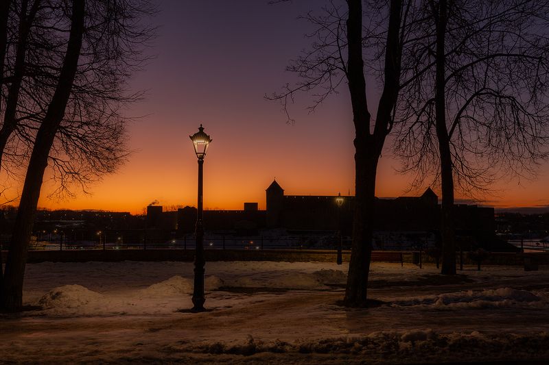 нарва рассвет зима январь Рассвет в Нарве фото превью