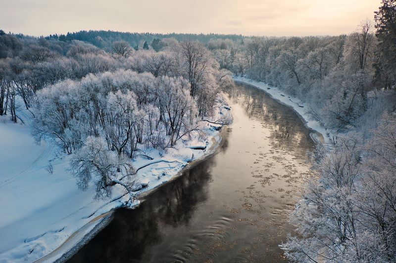 зима, река, снег, лёд, лучёса, витебск, беларусь Над Лучёсой-рекойphoto preview
