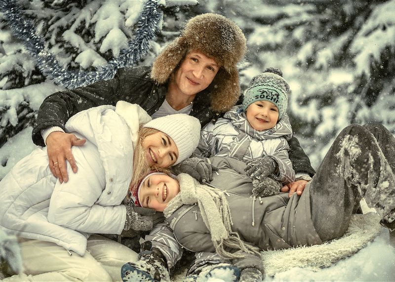 зима, семья, дети ***photo preview