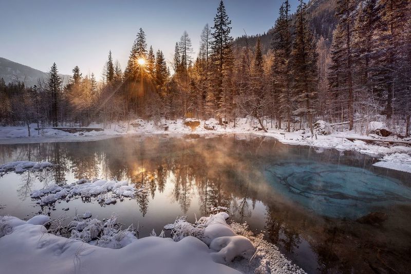 алтай, республика алтай, гейзерное озеро, зима Гейзерное озеро фото превью