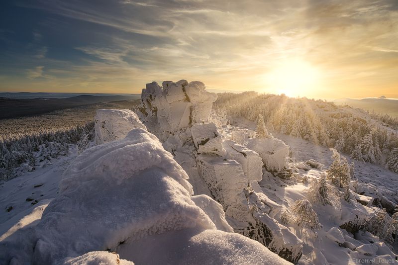 урал, пейзаж, горы, таганай, зима, солнце Магический горизонтphoto preview