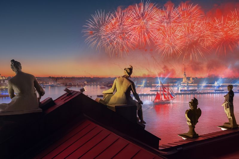 Питер, петербург, город, городскойпейзаж, салют, архитектура, architecture, салют, фейерверк, алыепаруса Алые паруса с Эрмитажаphoto preview