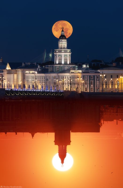 санкт-петербург, закат, прострел, кунсткамера, луна, полнолуние Лунный и Солнечный Петербургphoto preview