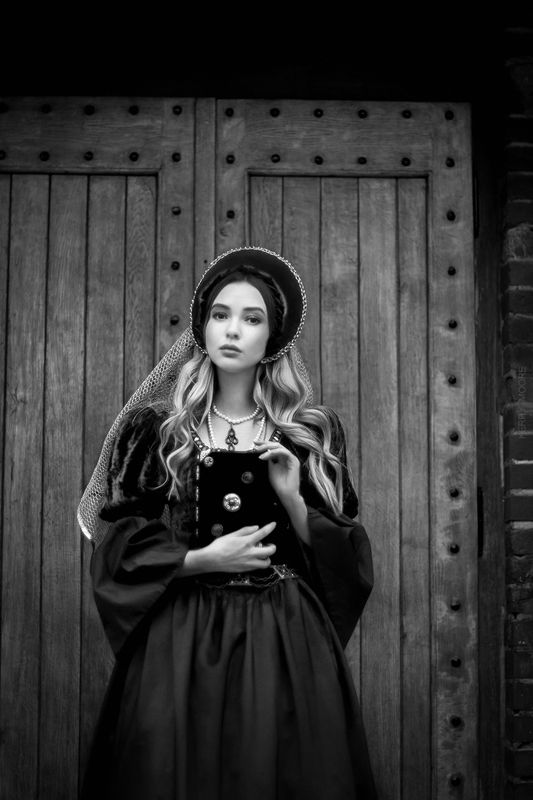 portrait, girl, model, woman, female, style, black and white, monochrome, light, dress White princessphoto preview