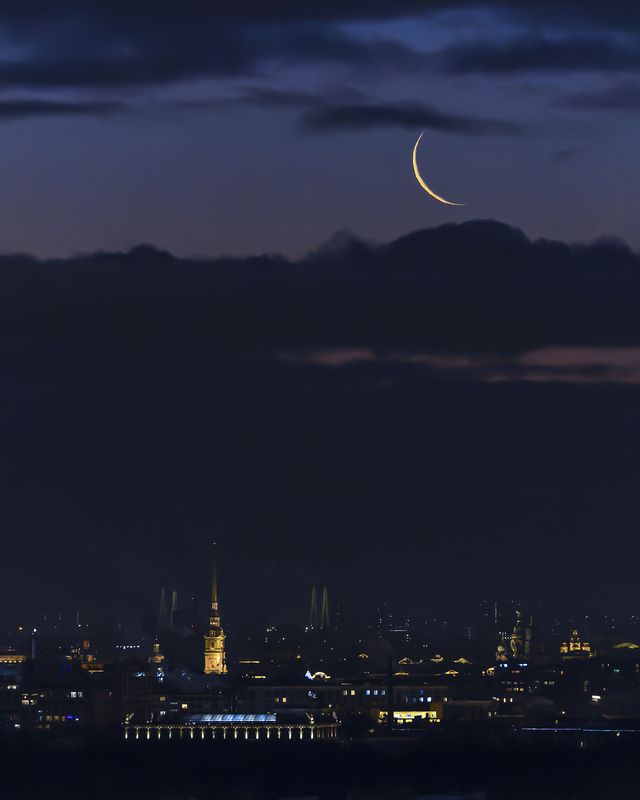 спб, петербург, месяц, осень, утро, петропавловка, ночной петербург Осеннее утроphoto preview