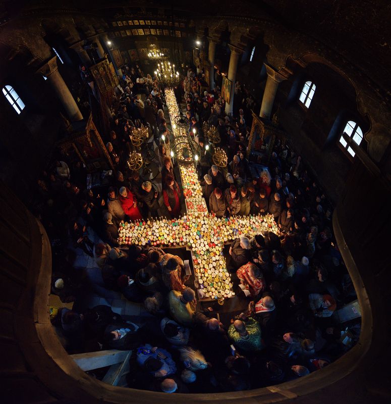 charalambos, liturgy, cross, candles, church, christian, tradition, travel Fire cross liturgyphoto preview