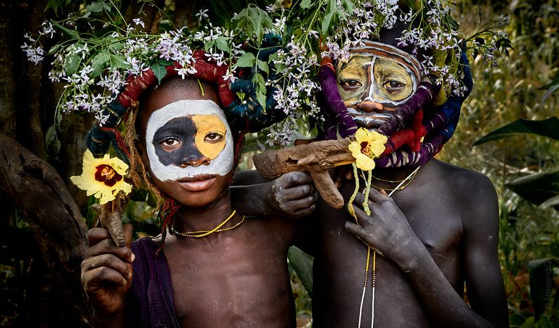 Эфиопия, Африка, Сурма, дети, детский портрет, мужской портрет, племена, Ethiopia, Africa  Сурма фото превью