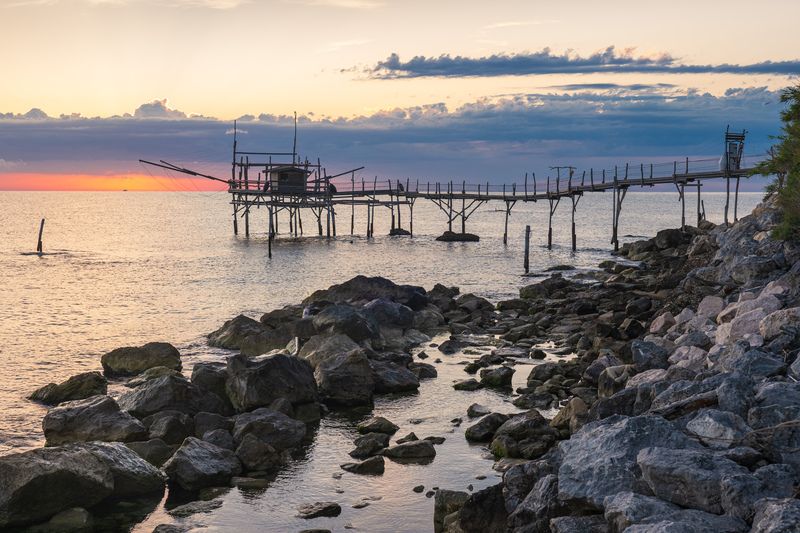 trabocco, abruzzo Рассвет на Адриатике фото превью