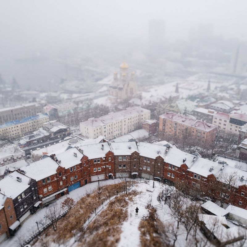 снег, город, владивосток, приморье, январь, аэросъемка Снежный деньphoto preview