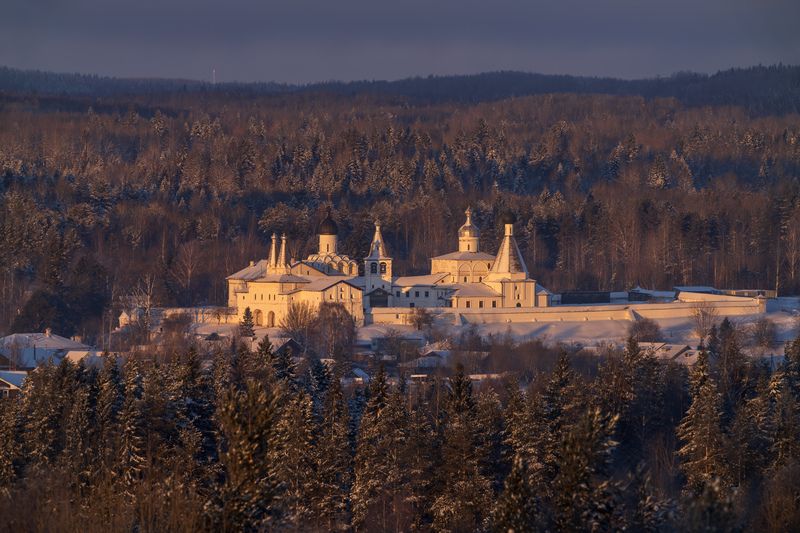 ферапонтово, ципина гора, ферапонтов монастырь, вечер, закат, вологодская область Угасание зимнего дняphoto preview
