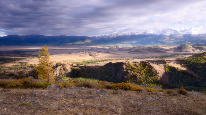 алтай горы лес утро пейзаж красивый небо облака осень снег Осенние зарисовкиphoto preview