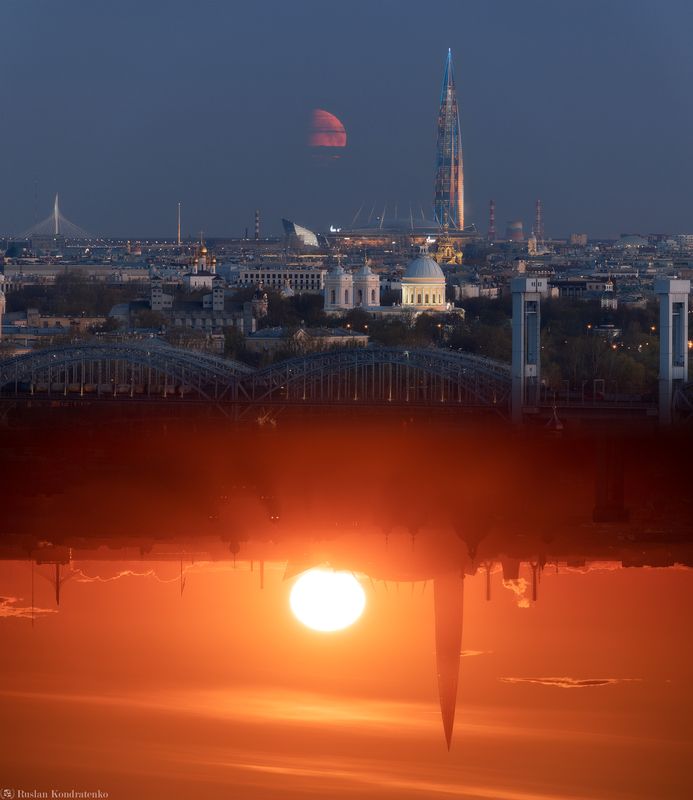 санкт-петербург, закат, прострел, луна, Лунный и Солнечный Петербургphoto preview