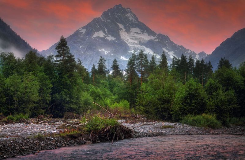 пейзаж горы Кавказ Архыз Псыш Пшыш  В вечернем свете..photo preview