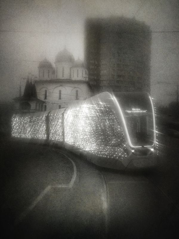 чб, город, трамвай Однажды утром.photo preview