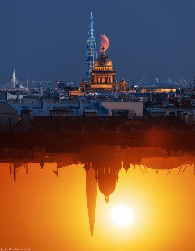 санкт-петербург, закат, прострел, луна Лунный и Солнечный Петербургphoto preview