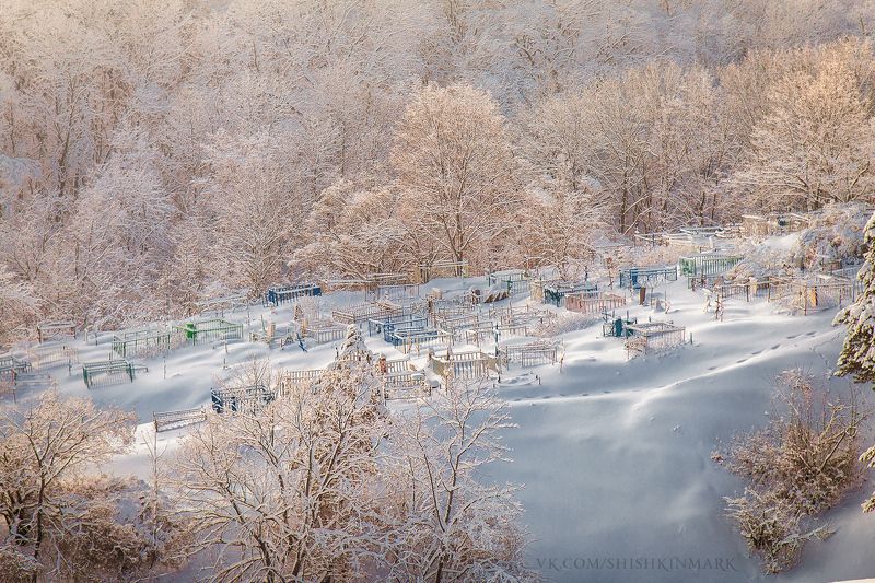 природа, пейзаж, кладбище, крест, деревья, зима, снег, холод, мороз, Светлая грустьphoto preview
