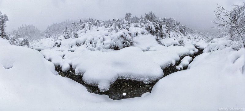 кавказ, домбай, зима, утро, снег, ущелье, горы Заснеженное ущельеphoto preview
