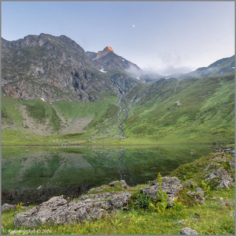 Абишир-ахуба, Горы, Закат, Кавказ, Озеро Отражениеphoto preview