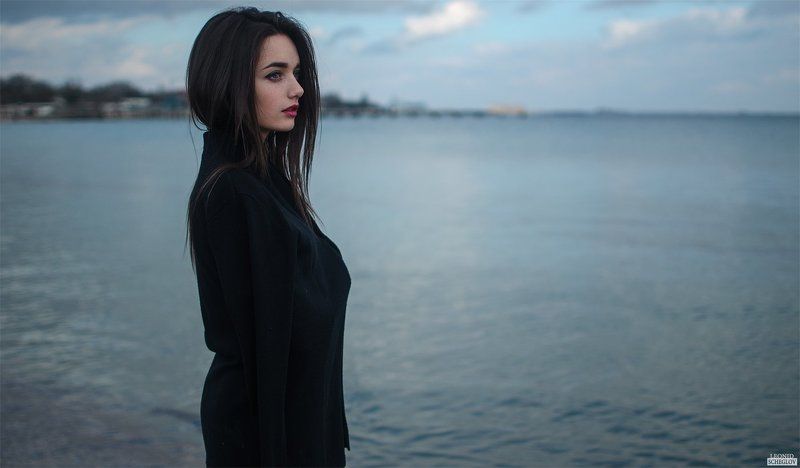 girl, red, portret, hair, beautiful, sea Екатеринаphoto preview