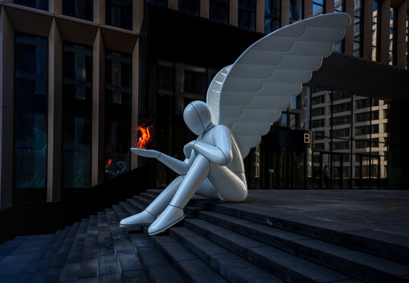 архитектура,ангел,москва ,фотография ,город Ангел бетонных коробокphoto preview