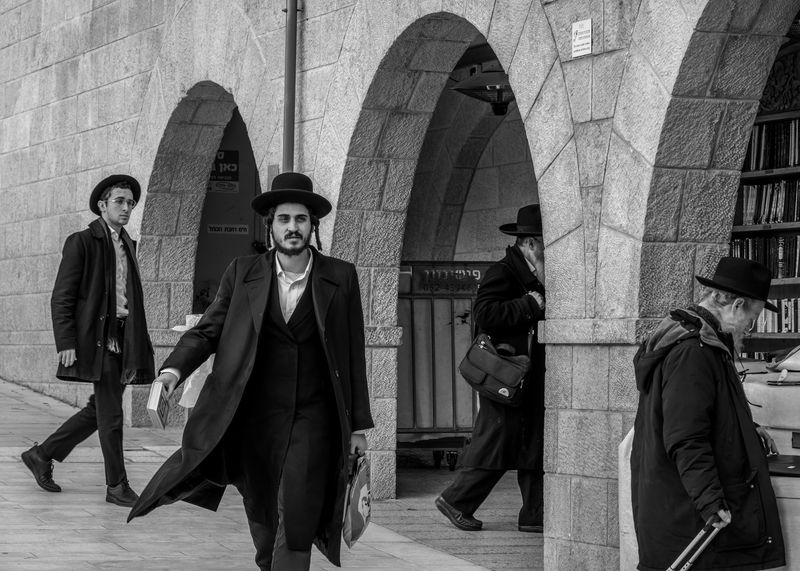 Black and white, street, Israel The four horsemen photo preview