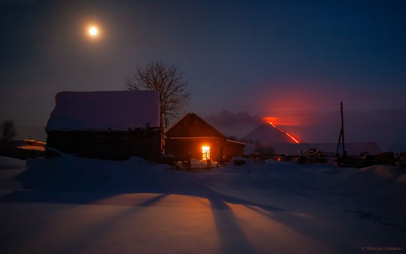 Камчатка, Ключи  Обычный зимний вечерphoto preview