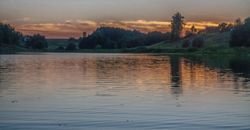 озеро закат  природа Закат на озереphoto preview