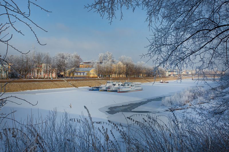 вологда, зима, снег, иней, река Серебряная Вологда фото превью