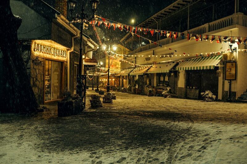 снег, вечер, город Вечер в Алупкеphoto preview