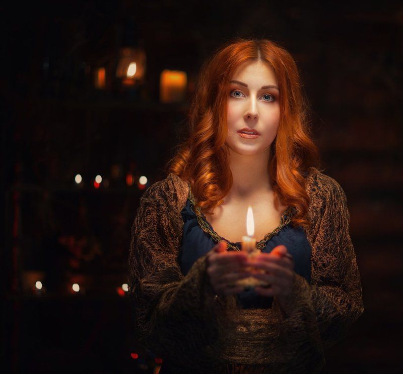 Волшебство, чародейство, девушка, свечи,  photo preview