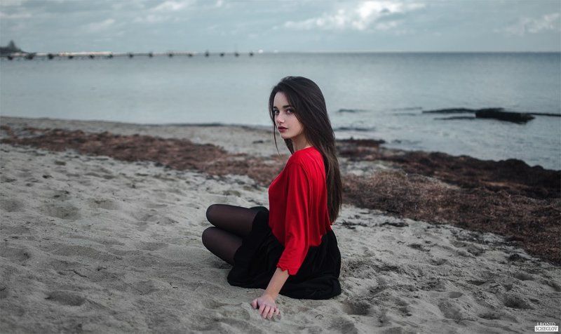 girl, red, portret, hair, beautiful, sea Екатеринаphoto preview