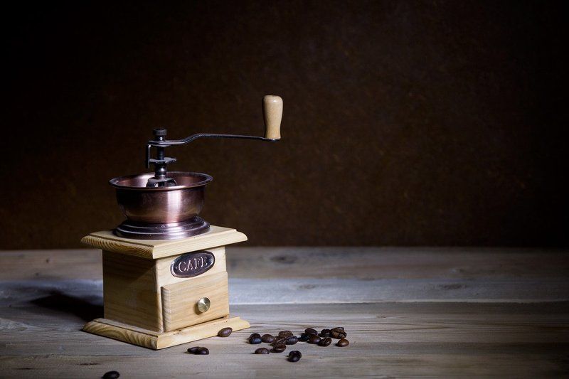 кофемолка, кофе, зерно, световая кисть Кофемолкаphoto preview