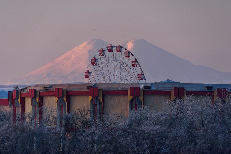 кавказ, кмв, кавказские минеральные воды, гора, зима, эльбрус, ессентуки, зимний город, зимний рассвет, колесо обозрения Гора колесомphoto preview