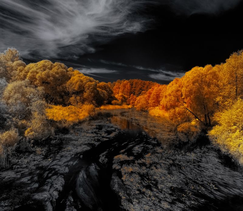 infrared,ик-фото,инфракрасное фото, инфракрасная фотография, пейзаж, лето В застывших зигзагах фото превью