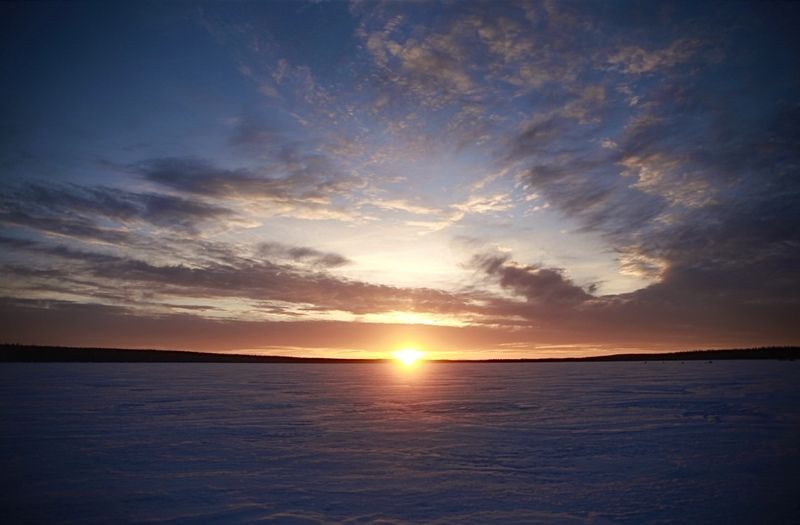 пейзаж, снег, солнце, мороз, закат, вода, лед После полярной ночиphoto preview