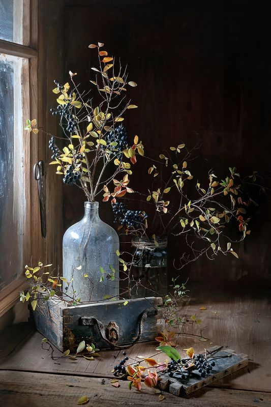 fine art, bogyók, levelek, still life Bogyók és levelekphoto preview