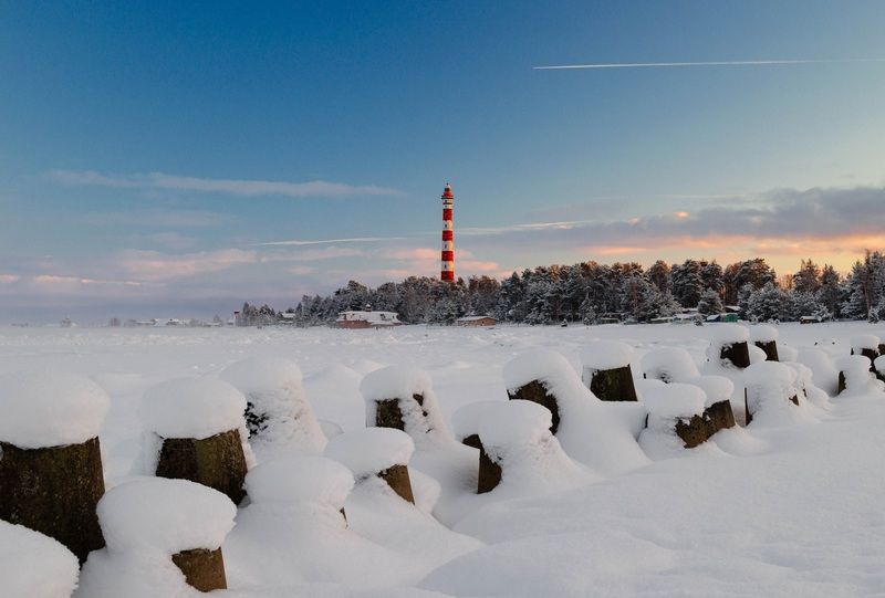 зима, маяк, осиновецкий маяк, снег, закат, ладожское озеро, lighthouse, winter, snow, sunset, пейзаж, landscape Осиновецкиц маякphoto preview