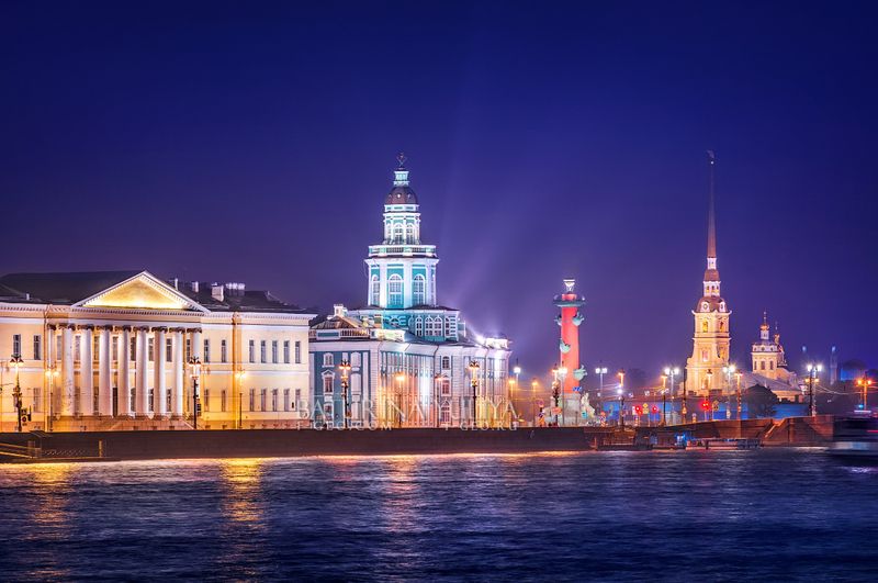 россия, санкт-петербург, петропавловка, кунсткамера Ночная Кунсткамера и Петропавловкаphoto preview