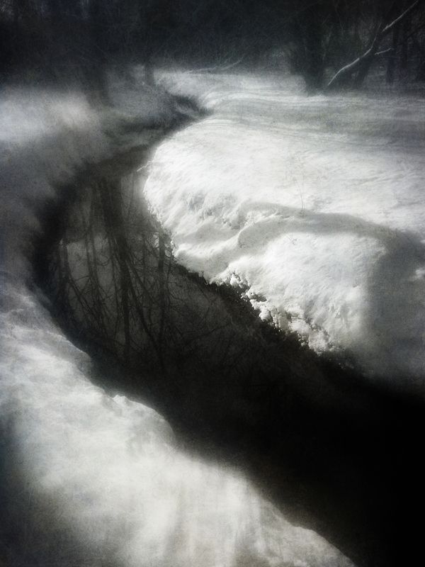 чб, пейзаж, зима, река Чёрная на белом.photo preview