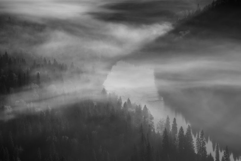 утро туман река усьва Утро в долине реки Усьваphoto preview