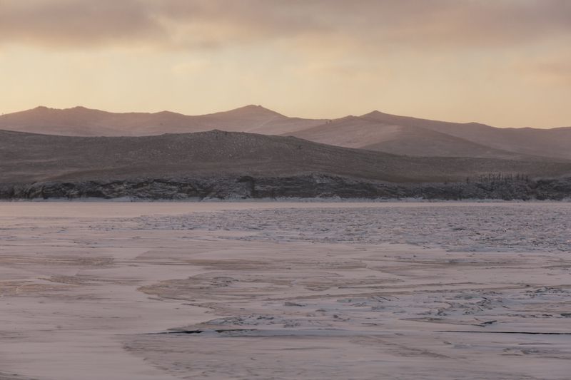 байкал, снег Рассвет на Байкалеphoto preview