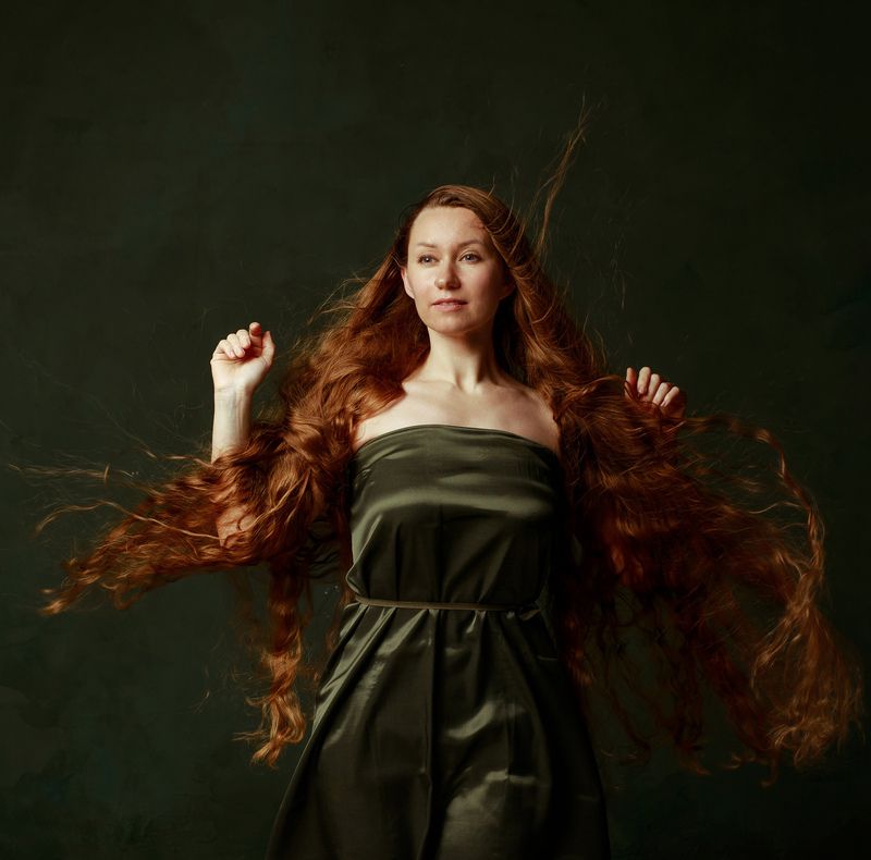 портрет, девушка, длинноволосая, рыжая, рапунцель, женщина, женский Рапунцель фото превью