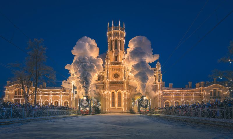 паровоз, п36, петергоф, спб, зима, дым, пар, сказка, поезд, пдм, поезддедамороза Photo #116photo preview