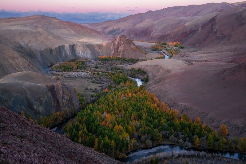 кокоря, урочище кокоря, осень, рассвет, горы, река, алтай Рассвет в урочище Кокоря всегда прекрасен. Алтай. фото превью